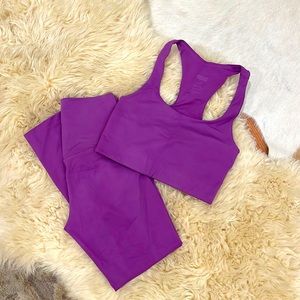 Girlfriend Collective Wildflower XS Set Compressive Bralette Leggings Paloma